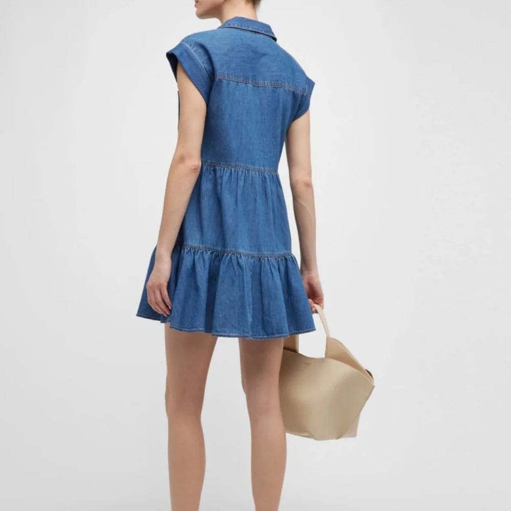 Veronica Beard Trisha Tiered Blue Denim Dress - Picture 6 of 9